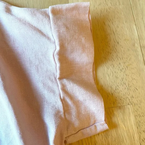 bryn Walker Light Pink Linen Short Sleeve Top - Picture 10 of 10